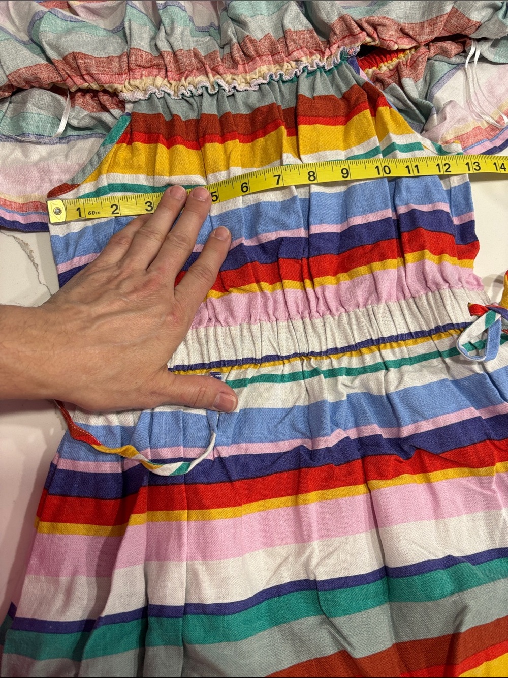 4Our Dreamers Anthropologie Women’s Multicolor Off the Shoulder Striped Dress XS - Picture 15 of 16